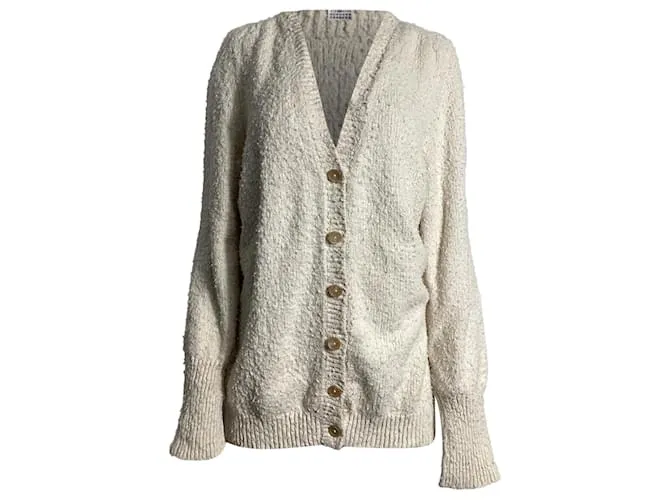 Maison Martin Margiela Cardigan in cotone crema effetto pelucchi Maison Margiela Bianco Crudo