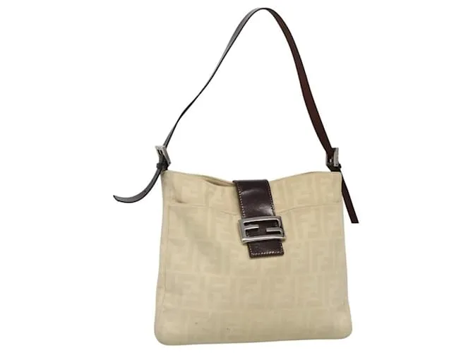 Borsa a spalla in tela Zucca FENDI beige Auth ep7339