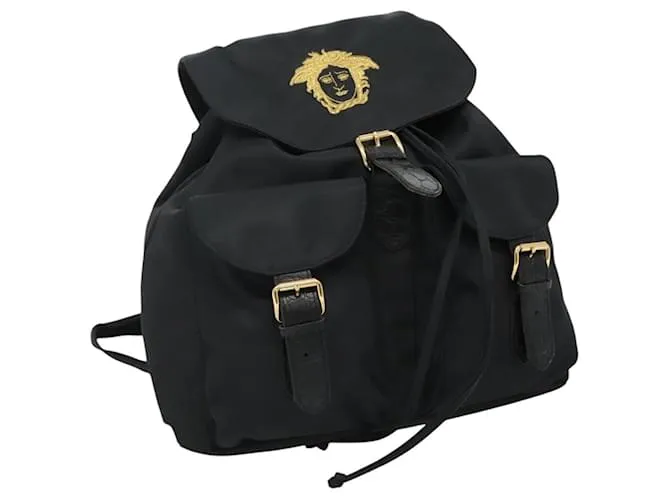 Zaino in nylon nero Gianni Versace Auth 115404