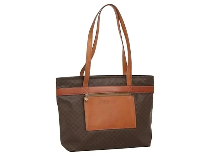 Céline Borsa tote in tela Macadam CELINE in pelle PVC marrone Auth 114508