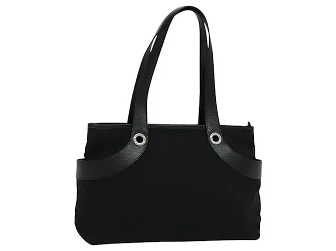 Bulgari Borsa a spalla BVLGARI Logo mania in tela nera Auth BA151 Nero