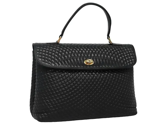BALLY Borsa a mano trapuntata in pelle nera Auth SW022 Nero