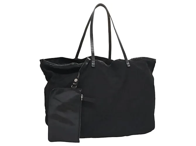 Borsa a mano in tela Zucchino FENDI in nylon nero e argento autentica 113935