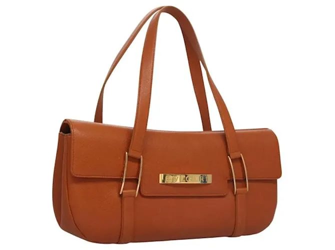 Bulgari Borsa a Spalla BVLGARI in Pelle Marrone Oro Auth 114783 D'oro