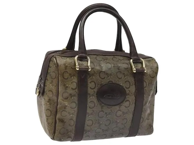 Céline CELINE C Borsa a Mano Sulky PVC Marrone Scuro Oro Auth 114689 D'oro