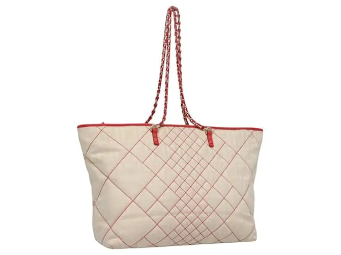 Borsa Tote in Canvas Zucca FENDI Beige Auth 99179