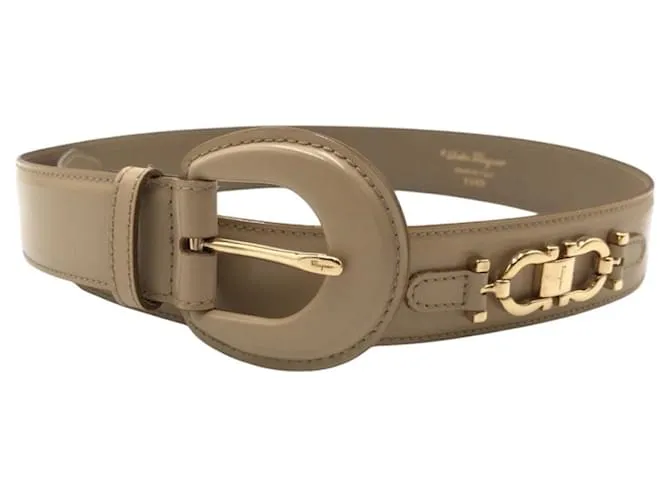 Cintura in pelle Gancini di Salvatore Ferragamo Beige