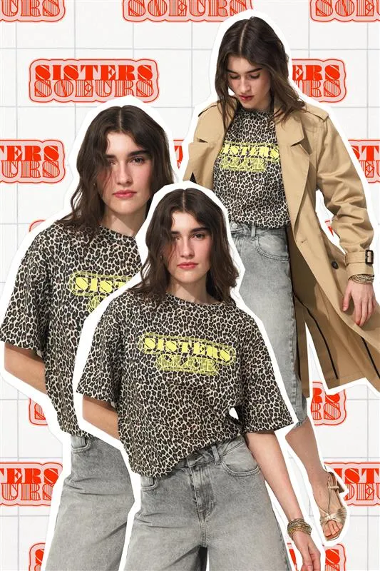 T-shirt Sisters Club leopardo - Stampa multicolor