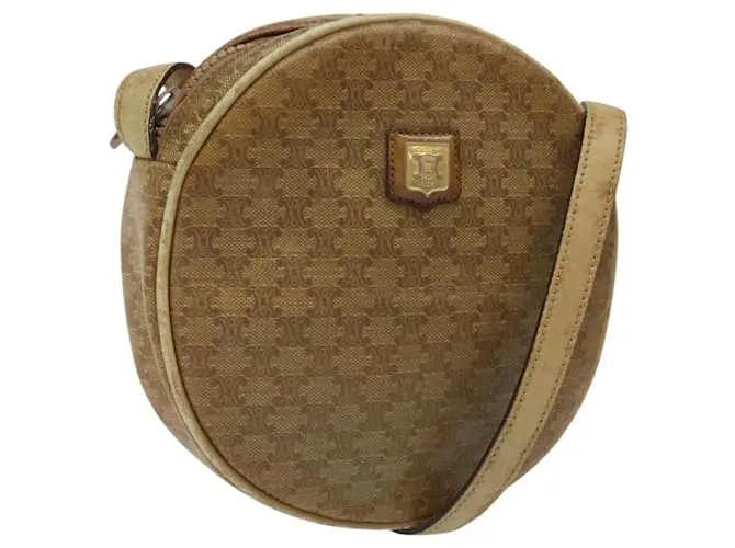 Céline Borsa a spalla in tela Macadam CELINE marrone Auth BA469