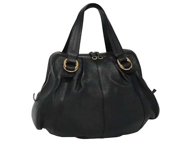 Bulgari Borsa Tote Chandra in pelle nera e oro BVLGARI Auth yk17602 Nero D'oro