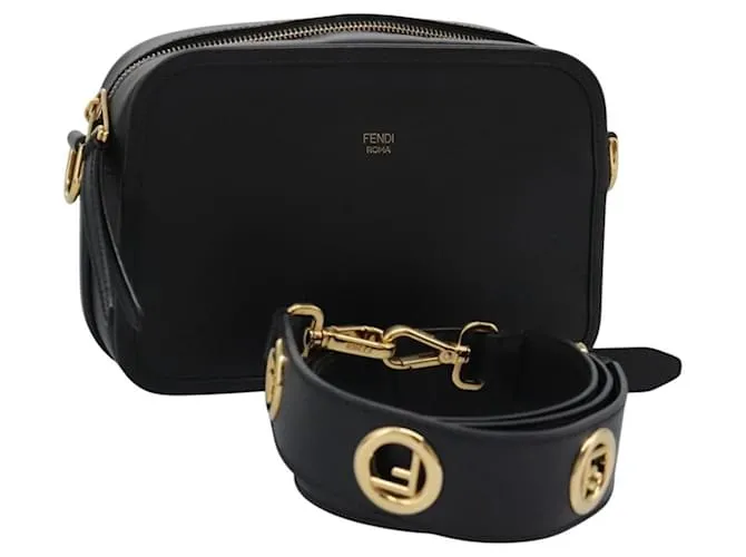 Borsa a Spalla FENDI in Pelle Nera Oro Auth PP343 Nero D'oro