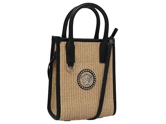 Borsa a mano VERSACE Raffia 2way Beige Auth EC393A