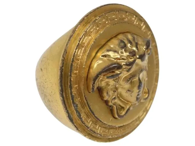 Anello Medusa in metallo dorato Gianni Versace Auth bs23591 D'oro