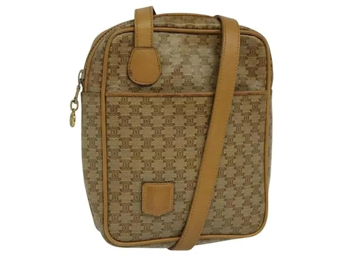 Céline Borsa a spalla in tela Macadam CELINE PVC beige oro Auth ep8051 D'oro