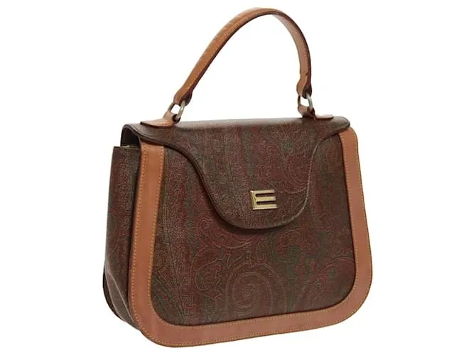 ETRO Borsa a mano in pelle PVC marrone Auth am7198