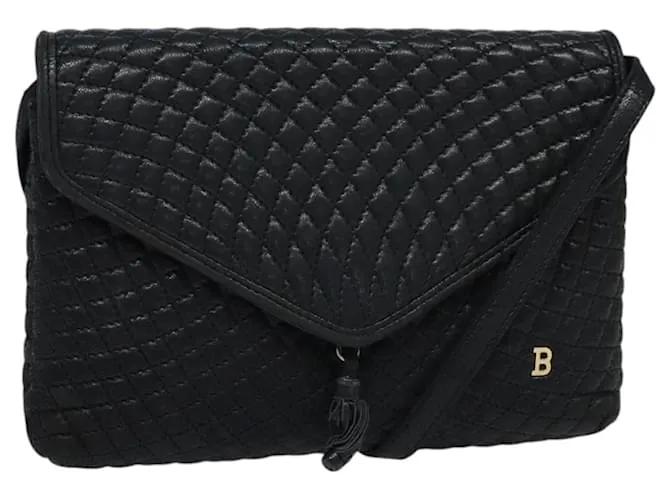 BALLY Borsa a Spalla Trapuntata in Pelle Nera e Oro Auth BA806 Nero D'oro