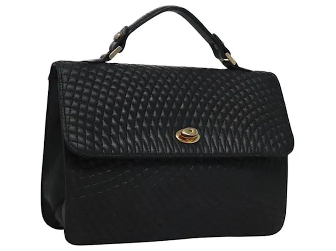 BALLY Borsa a mano trapuntata in pelle nera Auth BA708 Nero