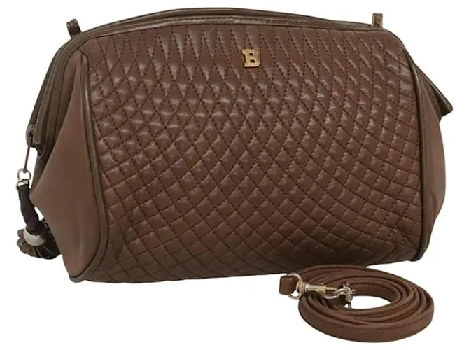 BALLY Borsa a Spalla Trapuntata in Pelle Marrone Oro Auth bs23528 D'oro