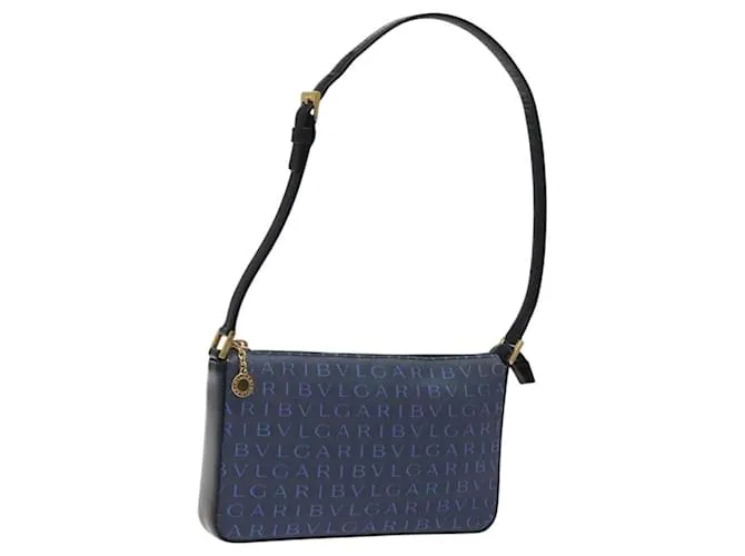 Bulgari Borsa a spalla BVLGARI Logo Mania in nylon blu Auth KD280