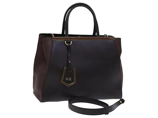 Borsa tote in pelle FENDI Toulouse 2 in 1 marrone oro Auth bs24036 D'oro