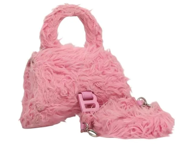 Balenciaga Borsa a mano Hour Glass in lana 2way rosa Auth KD374