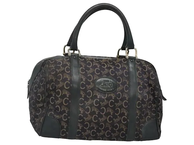 Céline Borsa a mano CELINE C Sulky in tela blu navy e oro Auth bs24387 D'oro