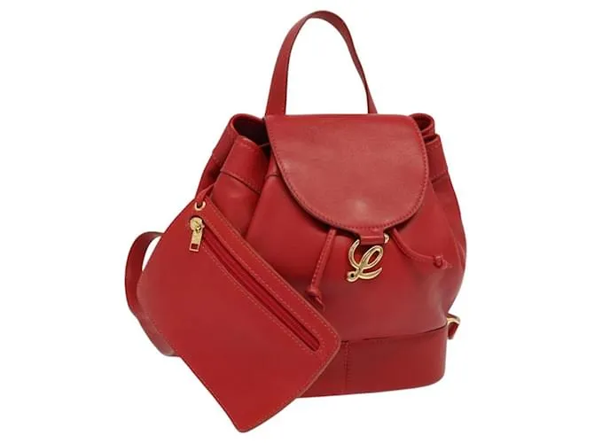 Zaino LOEWE in pelle rossa e oro Auth sw283 Rosso D'oro