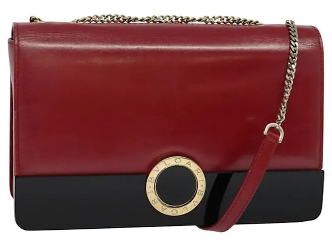 Bulgari Borsa a spalla in pelle BVLGARI catena rossa Auth 117840 Rosso