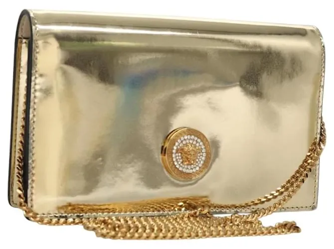 Borsa a spalla VERSACE in pelle verniciata dorata Auth BA1306AM D'oro