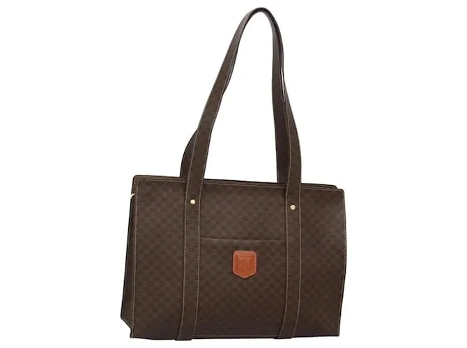 Céline Borsa tote in tela Macadam CELINE in pelle PVC marrone oro Auth yk17889 D'oro