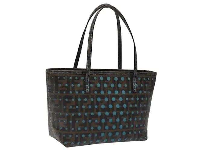 Borsa tote mini in tela Zucca FENDI marrone nera Auth 119455 Nero