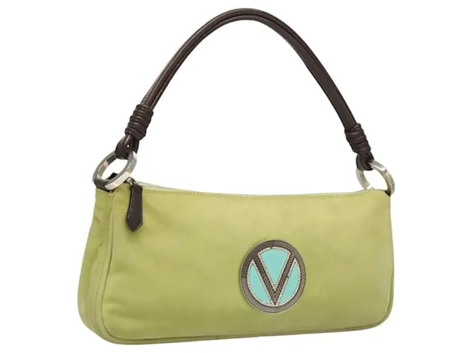 VALENTINO Borsa a Spalla in Camoscio Verde Auth sw488