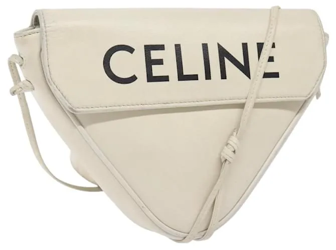 Céline Borsa Triangle CELINE Borsa a Spalla Pelle Bianca Auth bs24743 Bianco