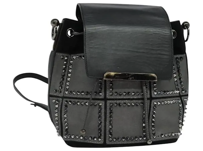 Zaino in pelle nera e argento Christian Louboutin Auth bs25217 Nero