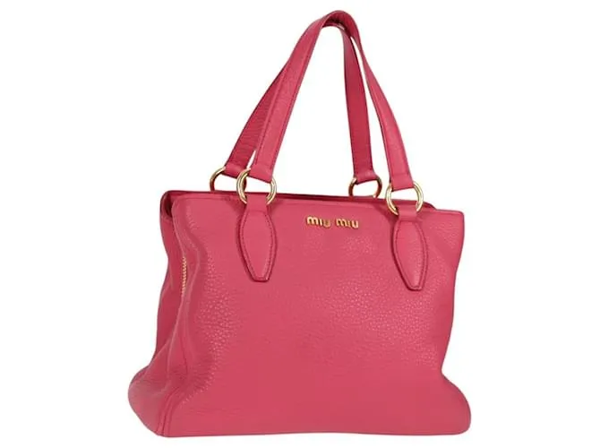 Borsa a mano Miu Miu in pelle 2 vie rosa oro Auth sw401M D'oro