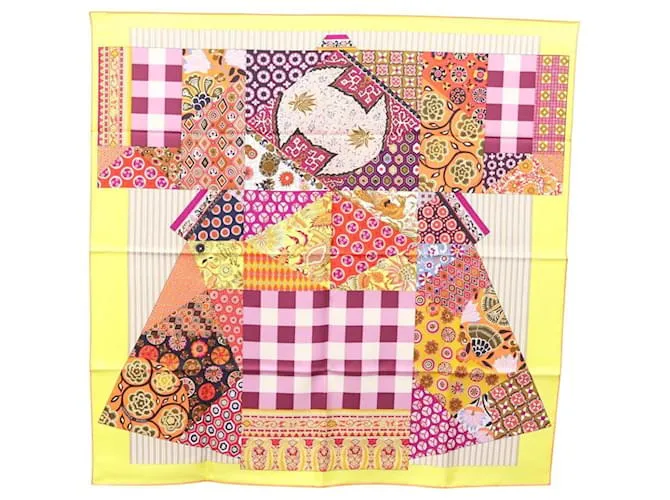 Hermès Foulard HERMES Carre 90 ""LArt du Sarasa"" in seta viola Auth am8277 Porpora