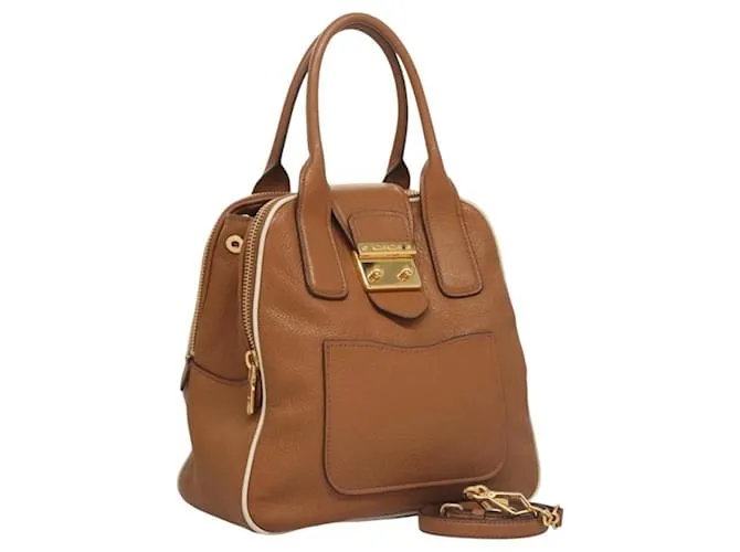 Borsa a mano Miu Miu in pelle 2 vie marrone oro Auth sw446 D'oro