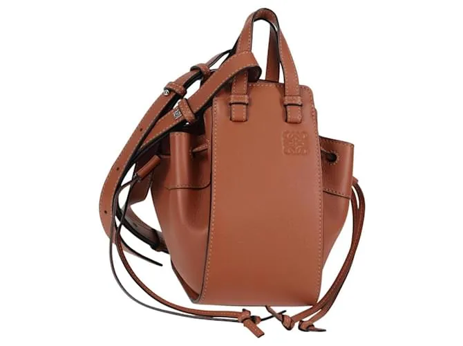 Céline LOEWE Anagram Mini Hammock Borsa a Spalla in Pelle Marrone Oro Auth nb470M D'oro