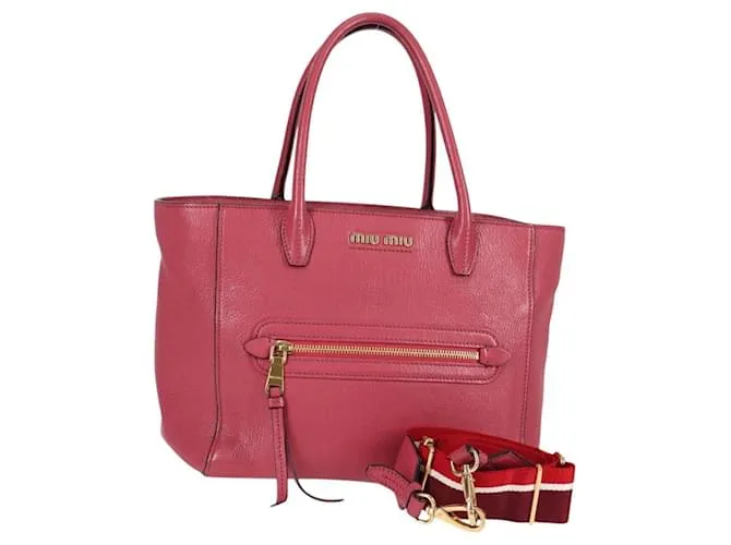 Borsa a mano Miu Miu in pelle 2 vie rosa oro Auth yk18110M D'oro