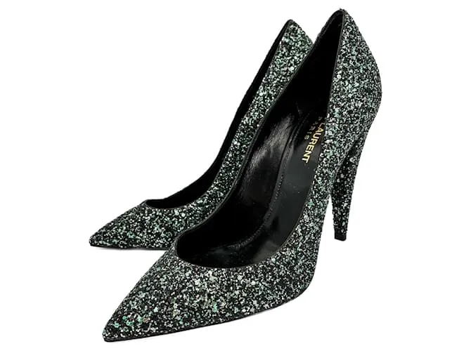 Saint Laurent Pumps in pelle e glitter 39 Nero