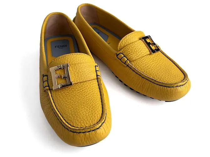 Fendi Mocassino in pelle Baguette 38 1/2 Giallo