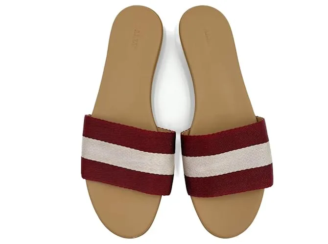 Bally Fibre tessili a righe e sandali in pelle 40 bicolore Multicolore