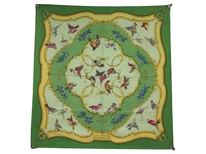 Hermès SCARF VINTAGE HERMES LA CLE DE CHAMPS FACONNET 1965 QUADRATO 90 SETA Verde