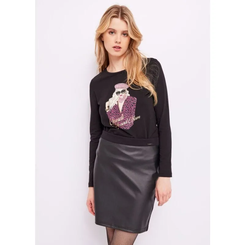 T-shirt con stampa grafica e strass