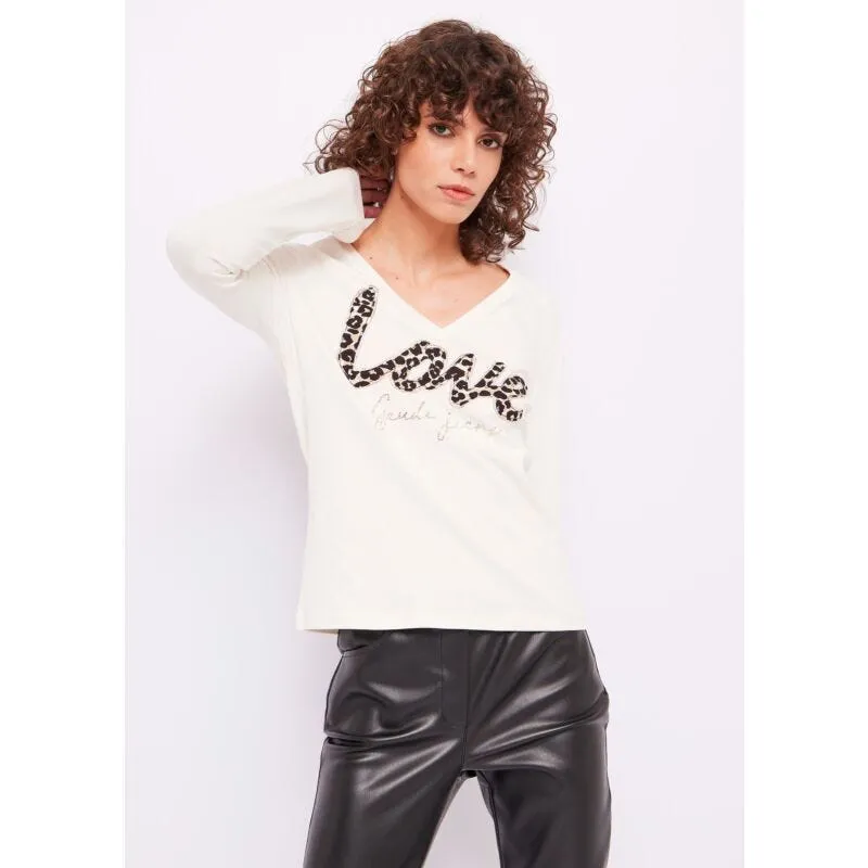 T-shirt Love con strass