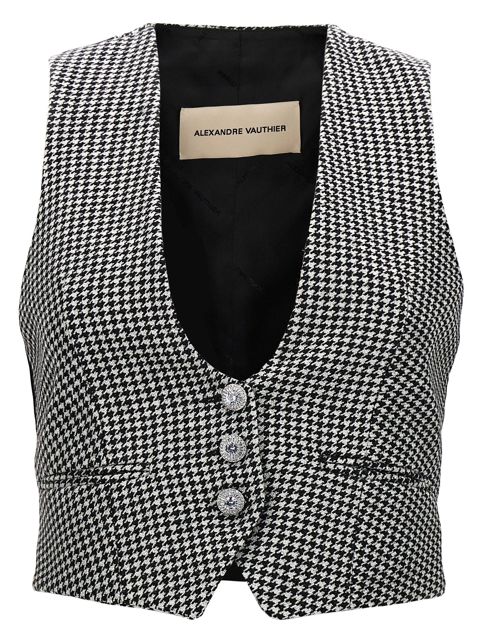 Houndstooth Waistcoat Gilet Bianco/Nero