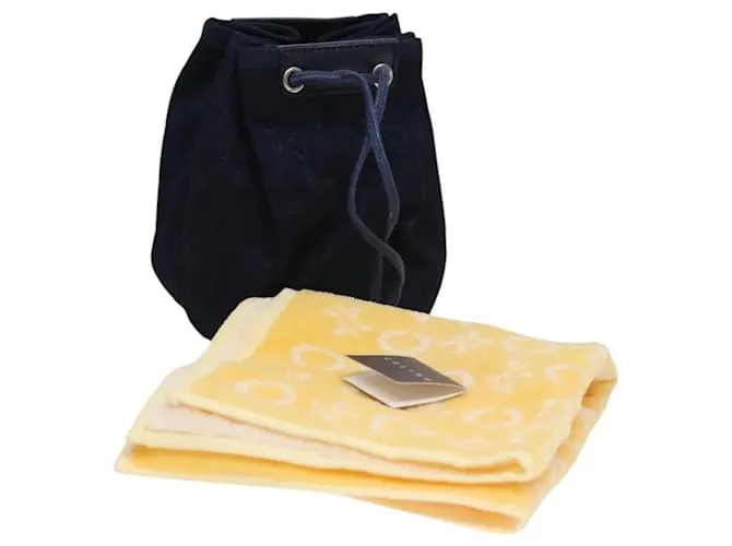 Céline Set di pochette in tela Macadam C di CELINE, blu navy e giallo, autentico yk17681