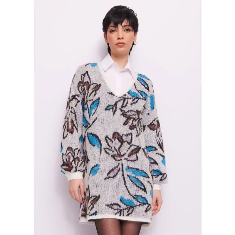 Abito floreale in lana e alpaca