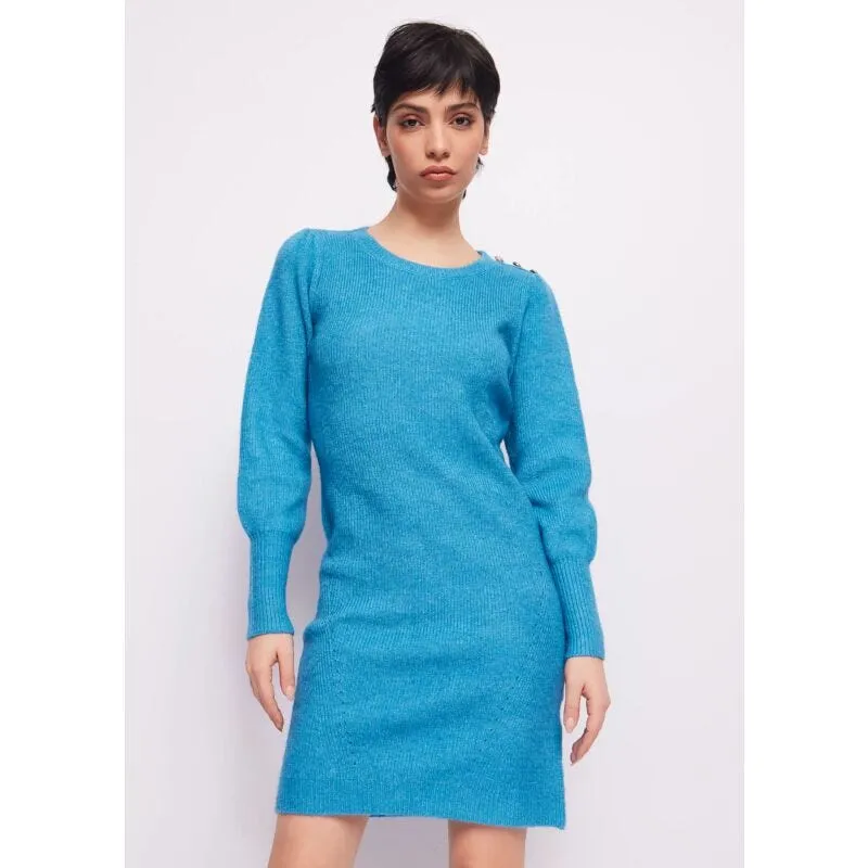 Abito blu in maglia a costine