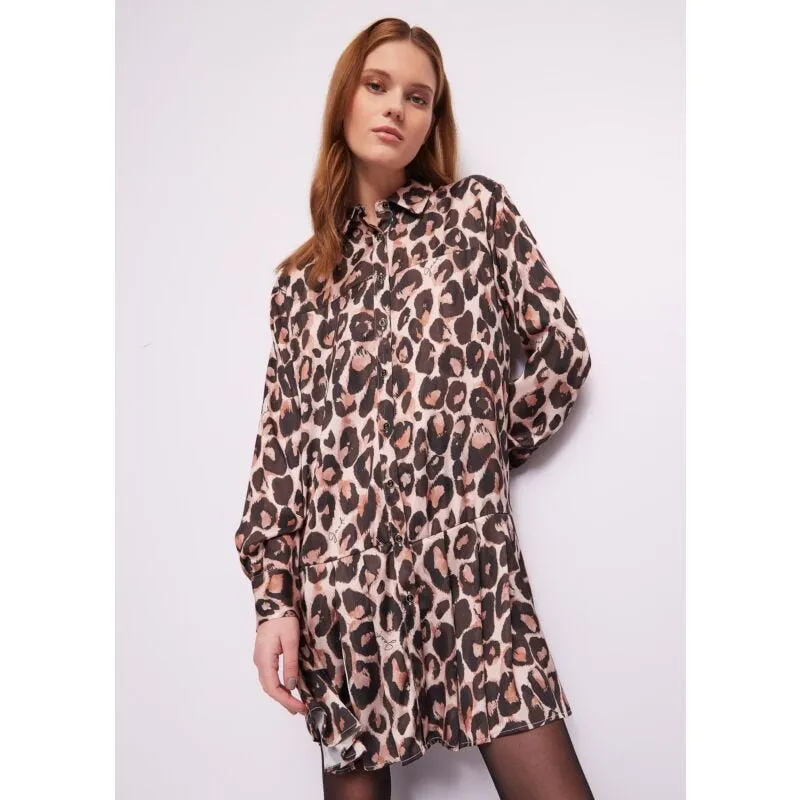 Abito chemisier in raso animalier